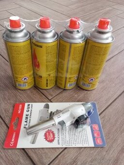 Piezoelektrický plynový horák na butánové kartuše+4 kartuše