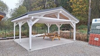 Drevený prístrešok 5,2×5 m – doprava zdarma, masívna konštru