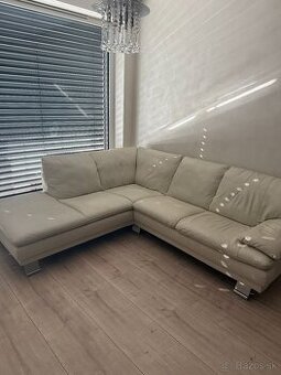 Krémová kožená sedacia súprava