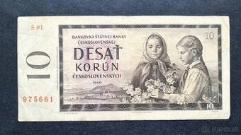 10 korún 1960 vzacna prvá séria S 01