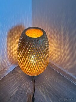 IKEA BOJA Stolná lampa poniklovaný bambus ratan - 1
