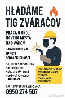 Zvárač TIG - Nové mesto nad Váhom
