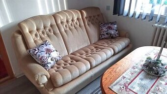 🛋️ Retro gombíková sedacia súprava – originál 80. roky