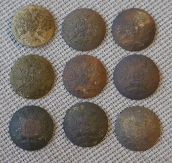 Vojenské gombíky WWI (cárske Rusko) 9 ks