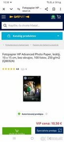 Fotopapier HP 10x15cm