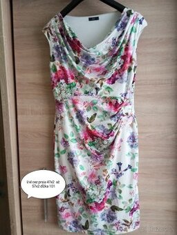 Spoločenské šaty biele s kvetmi L/xl