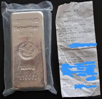 Investičné striebro Heraeus  1 kg