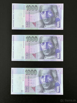 slovenské bankovky / 1000 SK ( čísla za sebou , postupka )