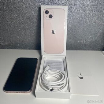 iPhone 13 ružový, originál batéria 84%, TOP stav, komplet