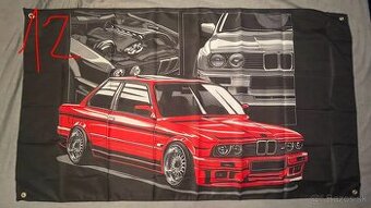 12 - Banner - vlajka BMW E30 - červený a šedý 90x150
