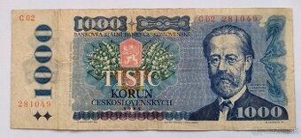 ČESKOSLOVENSKÁ BANKOVKA:1000-Kčs-1985 ser.C 02