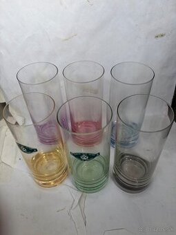 Jedinečne vintage 6 ks vysoké poháre v štýle Moser vyrábane