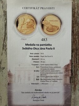 Pozlátená medaila Jan Pavol 2