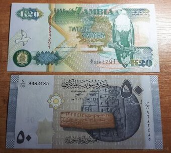 Predám UNC bankovky Syria, Zambia, Samoa a Papua new guinea