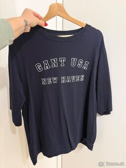 Dámske GANT oversize tmavomodré bavlnené tričko