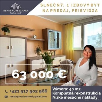 SLNEČNÝ 1 IZBOVÝ BYT NA PREDAJ, PRIEVIDZA