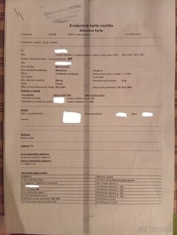 MZ ETZ 150/251 potvrdenie o vyradení( evidenčná karta)