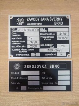 Výrobný štítok na Zetor 25 a 50