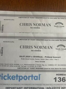 Predam listky na Chrisa Normana v Bratislave