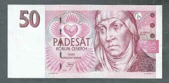 Staré bankovky 50 kč 1997 pěkný stav