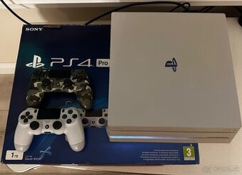 PS 4 PRO 1 TB WHITE - STAV AKO NOVÝ + 2x ovládač
