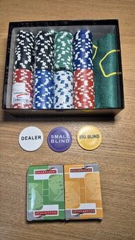 Sada na poker Texas holdem - plátno, žetóny, karty