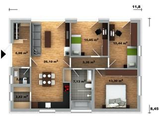 Novostavba - bungalov 4+kk, Lúky (Púchov) - pozemok 360, 350