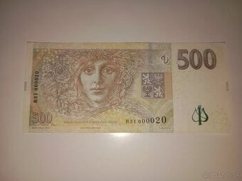 BANKOVKA 500 KČ, VZÁCNĚJŠÍ SÉRIE R, PĚKNÉ ČÍSLO