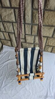 Hojdačka Leq fumiko - detská, tkanina/drevo, modrá