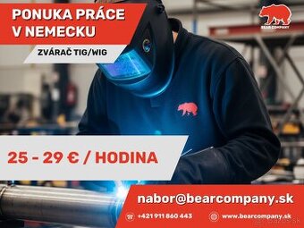 Zvárač – TIG/WIG zváranie v Nemecku (25–29 €/h)