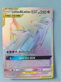 Originál Pokémon karta Latias&Latios GX Rainbow