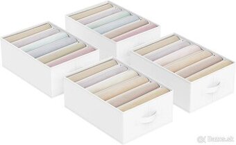 SONGMICS skladacie organizéry na oblečenie – set 4 ks, biele