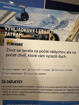 Vyhliadkovy let lietadlom nad tatrami