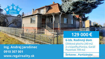 6 – izb. Rodinný dom, 799 m2, Štrkovec, Partizánske