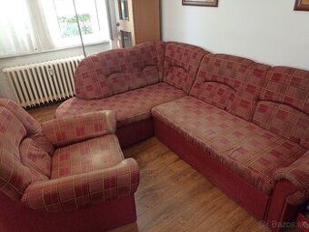 Rohová rozkladacia sedacia súprava + kreslo