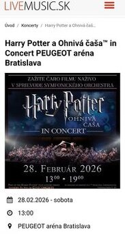 Harry Potter a Ohnivá čaša koncert v Bratislave SOBOTA