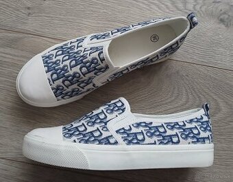Bielo/modre slip on tenisky