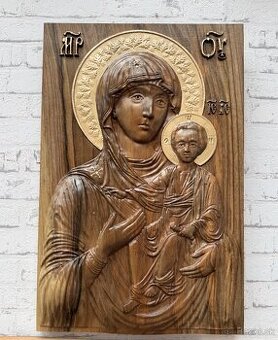 Panna Mária s Ježiškom - drevená plastika