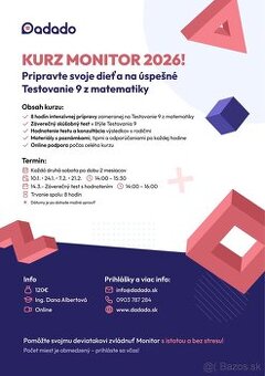Doučovanie matematiky, príprava na monitor 9