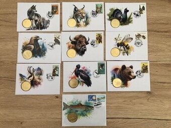 Sada 10 obalok fauna a flora s 5 euro mincami
