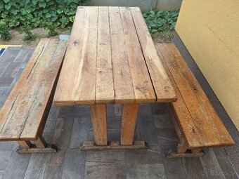 stol a lavice z masívu.....  zahradne sedenie