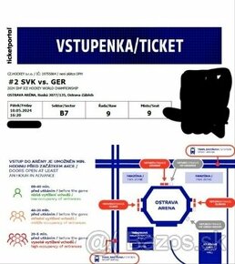 Vstupenky - hokej - majstrovstvá sveta 2024 - Slovensko