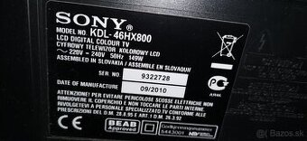 Predám tv. SONY KDL46HX800 na náhradné diely.