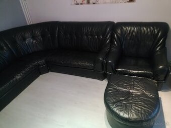 Kožená Sedačka Kreslo Taburetka