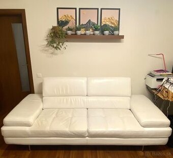 Biely gauč / sedačka z koženky – polohovateľné opierky