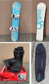 Snowboard s topánkami a vakom