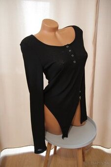 Čierny elastický body top, L
