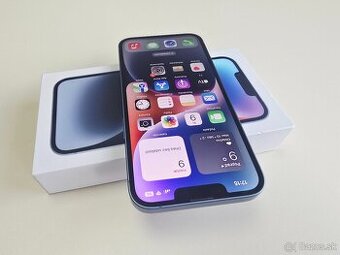 APPLE IPHONE 14 1289GB BLUE ,KAPACITA BATÉRIE 100%