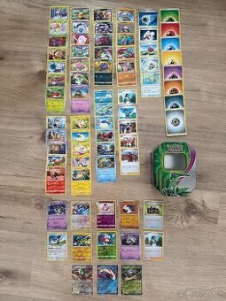 balík originál pokémom kariet 3x ex, 10x lesklé karty + tin
