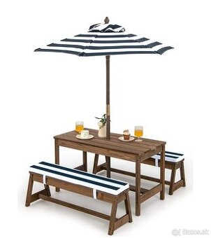 Detská drevená lavica + stôl